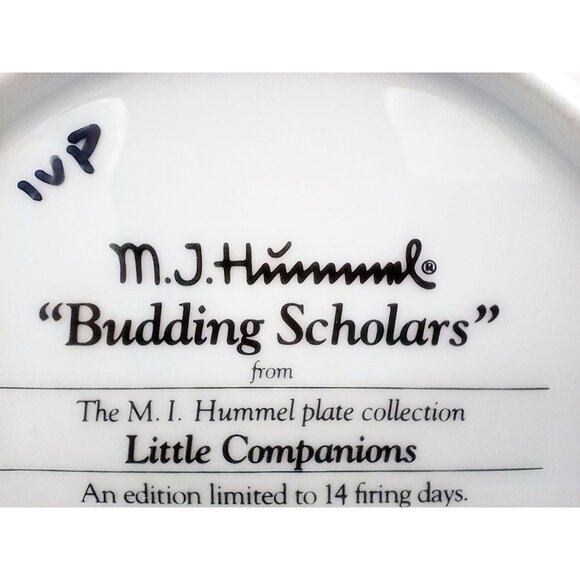 MJ Hummel Budding Scholars Plate Little Companions Danbury Mint Limited Edition - Picture 9 of 12